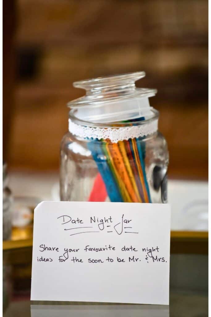 Date night idea jar for guests to write date night ideas