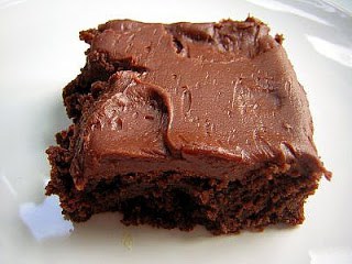 Rich cream chocolate brownie with chocolate buttercream frosting. 