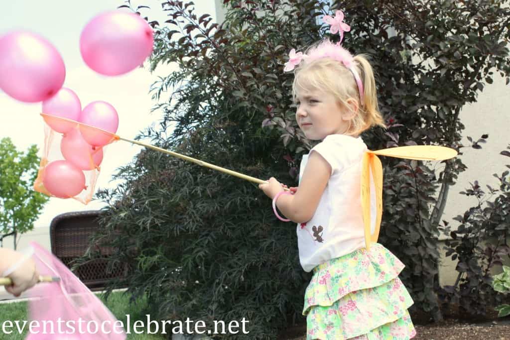 Butterfly Birthday Party Activities - catch balloons with butterfly nets - eventstocelebrate.net