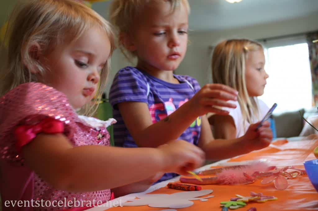 Butterfly Themed Birthday Party Activities - Color and Decorate a paper Butterfly - eventstocelebrate.net