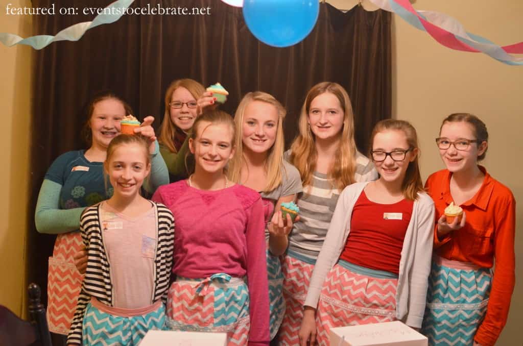 girls at a baking birthday party