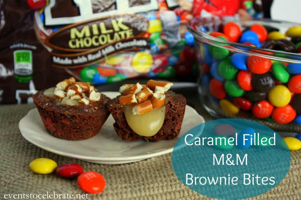 Caramel Filled M&M Brownie Bites #BakingIdeas #shop