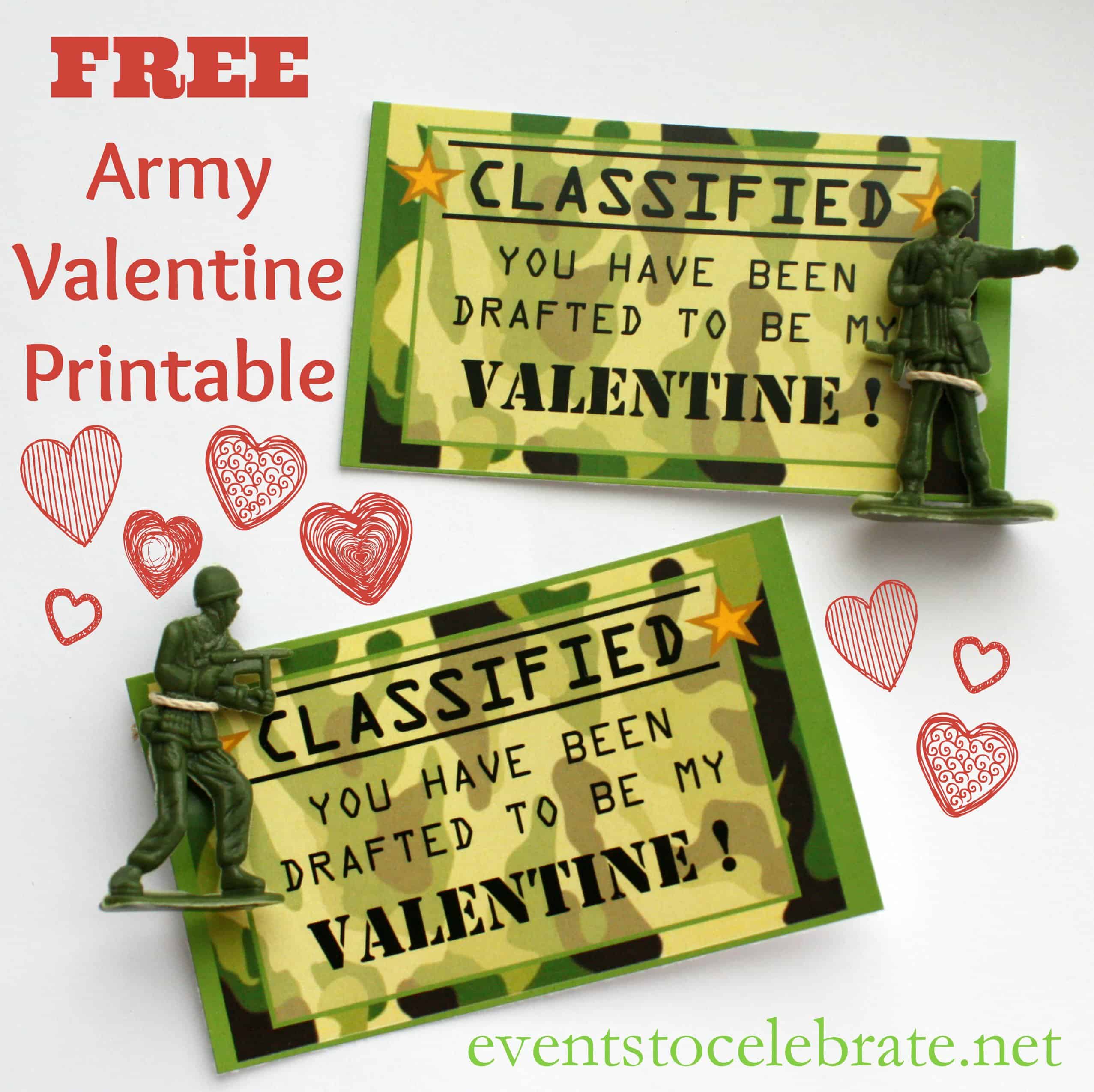 Free Valentine’s Day Printable: Army Valentine