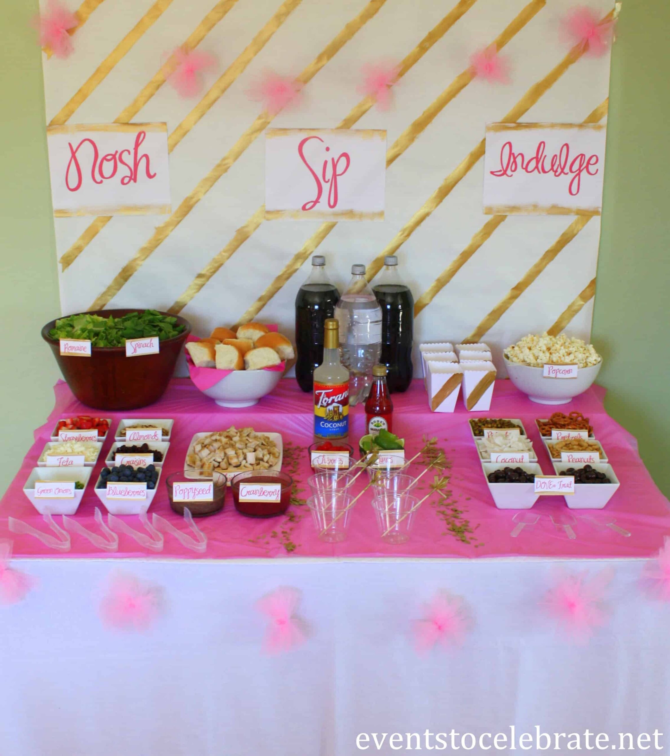 Pink and Gold Party Decorations - eventstocelebrate.net #LoveDoveFruits #ad
