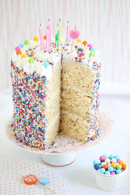 Rice Krispy Sprinkle Cake Sprinkle Bakes 5