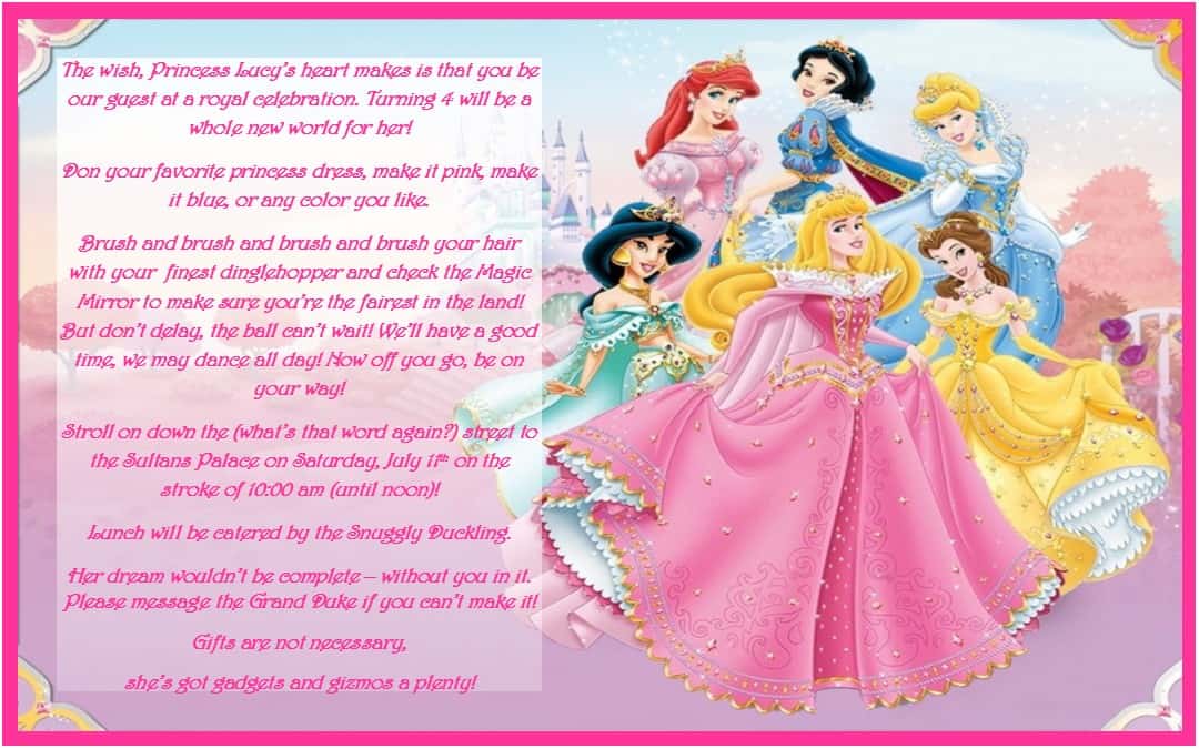 disney princess blank background for invitation