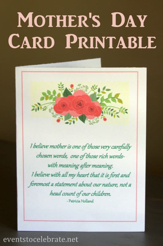Mother's Day Card or Infertility Card - Free Printable from eventstocelebrate.net