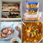 Featured image showing 4 examples of freezer meals perfect for a freezer meal baby shower.