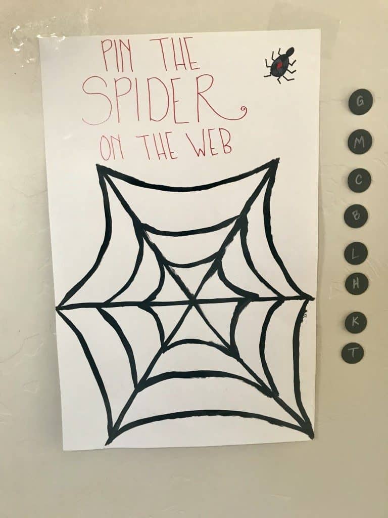 Spiderman party game pin the spider on the web