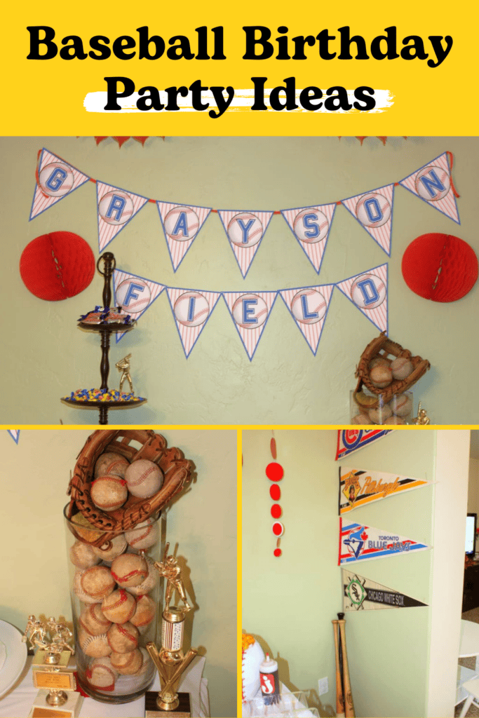 baseball birthday party ideas pinterest pin - yellow border