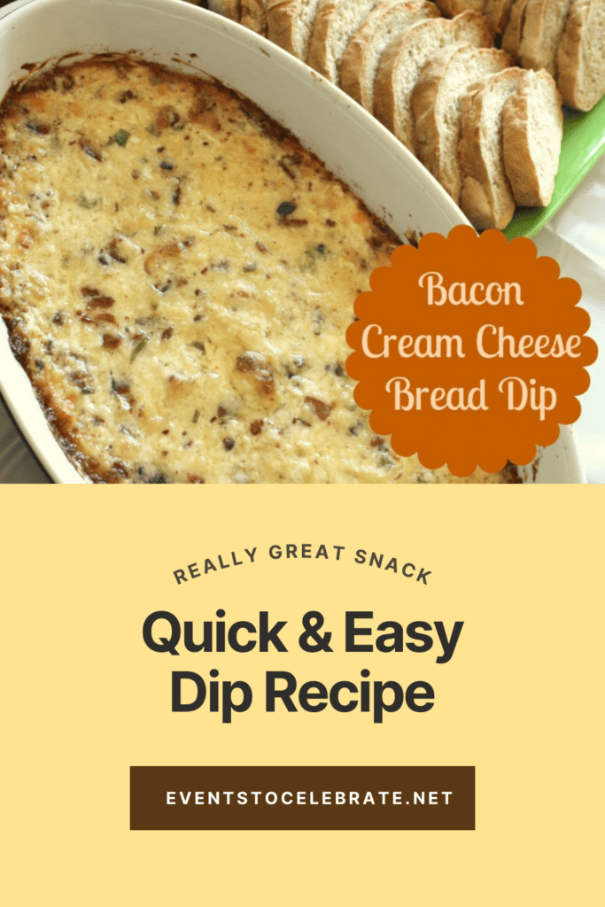 Bacon Cream Cheese Bread Dip Recipe - pin