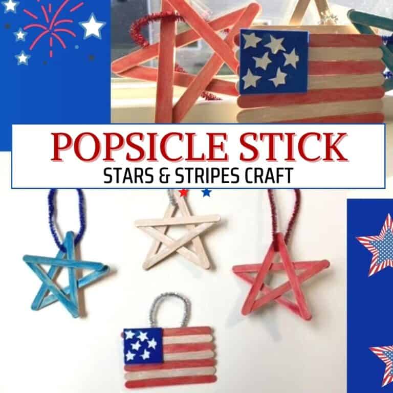 Kids Popsicle Stick Stars and Stripes Flag Craft for 4th Of July