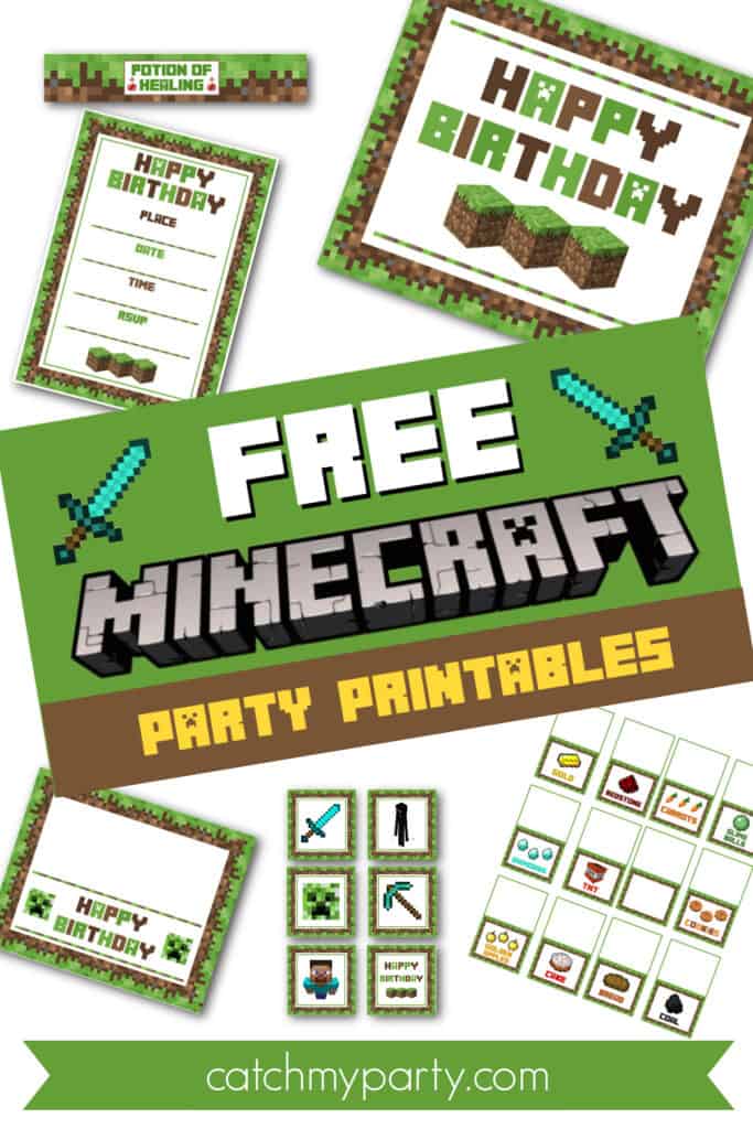Free Minecraft birthday party printables from Catch My Party