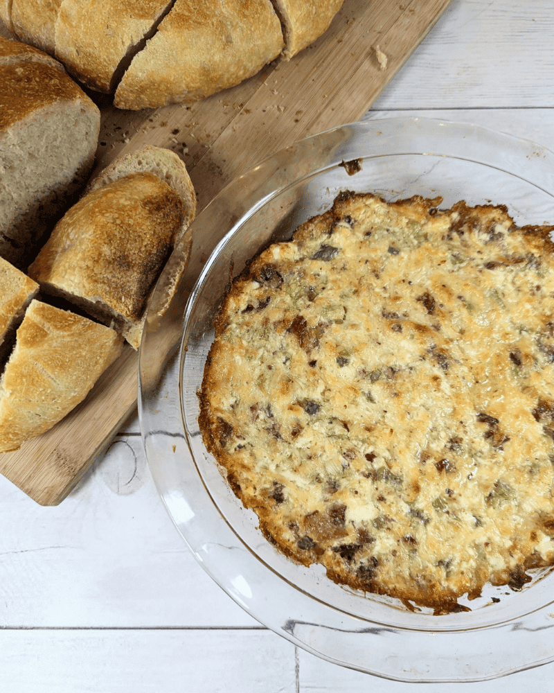 Bacon Cream Cheese Bread Dip - close up images