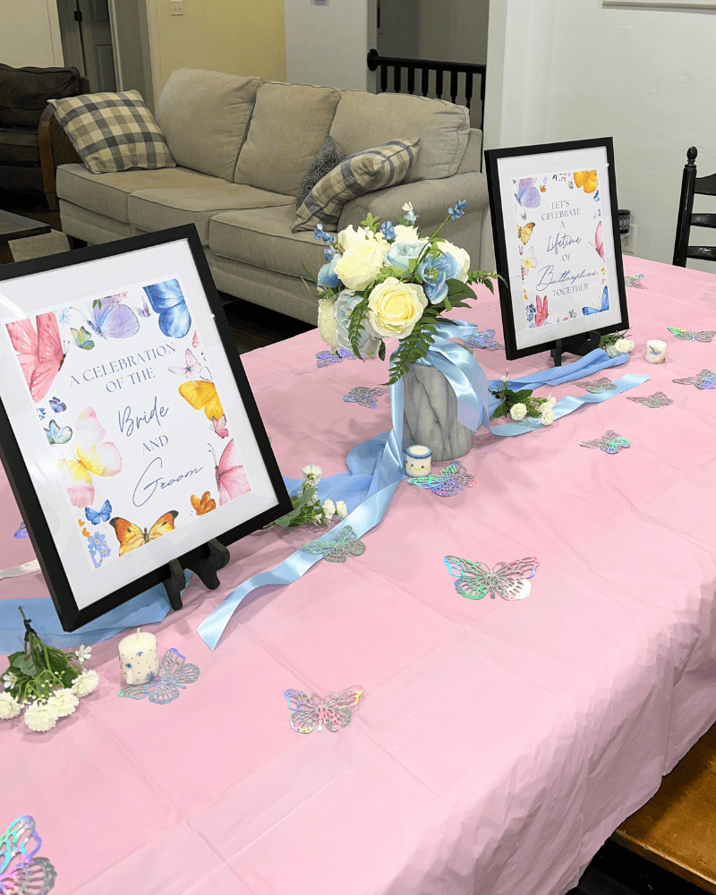 "A Lifetime of Butterflies" bachelorette party ideas - table decor