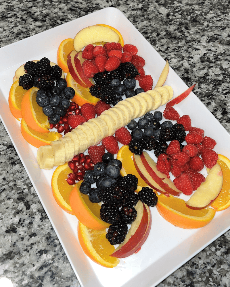 butterfly fruit tray - full tray, angled