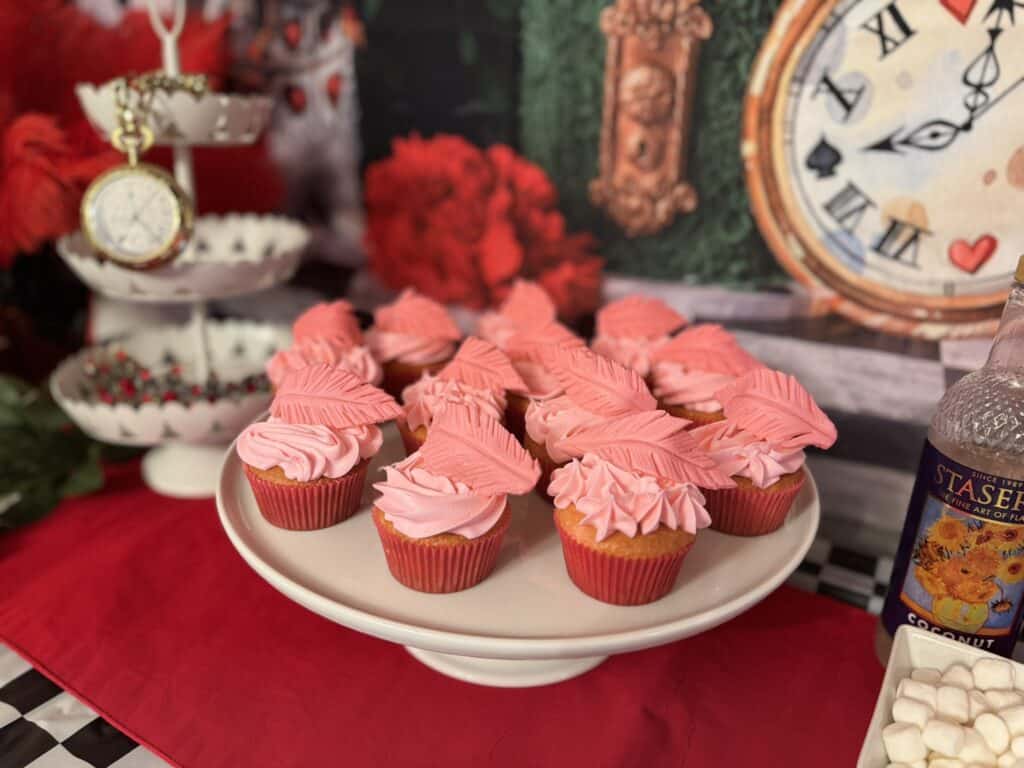 close up of Descendants "Rise of Red" cupcakes