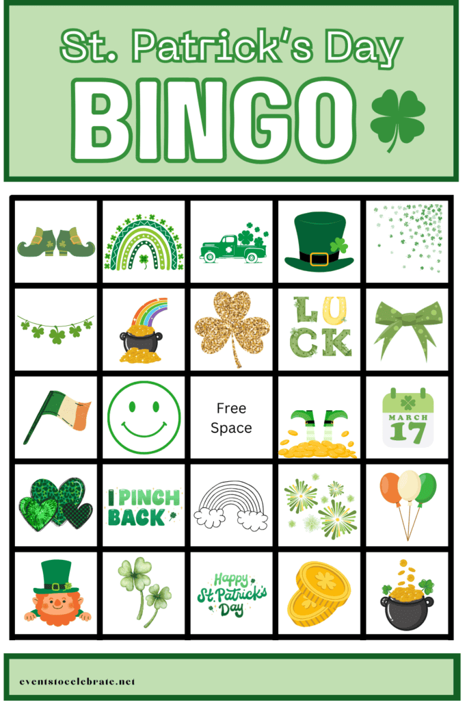 St. Patrick's Day Bingo - Pinterest Pin