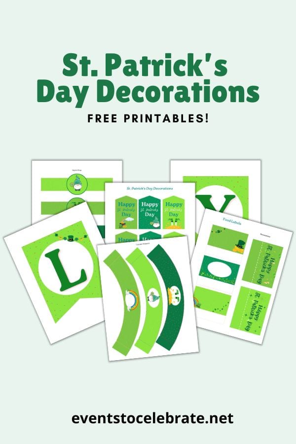Free printable St. Patrick's Day party decorations for classroom, home or office. 