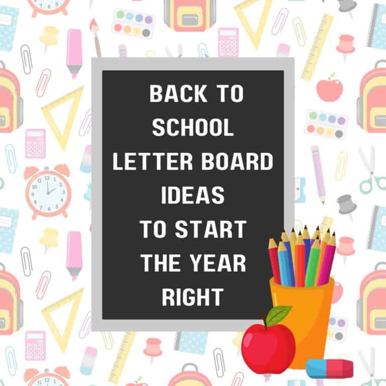 School supply background. The letter board says, "Back to School Letter Board Ideas to Start the Year Right."