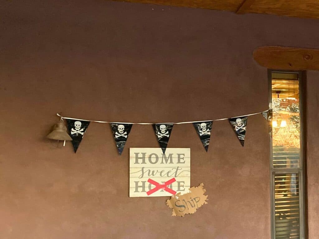 Additional pirate party decor for the front porch.