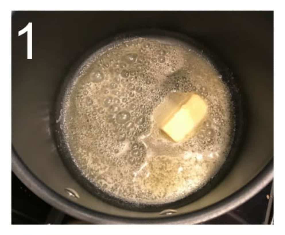 Melting butter for Unicorn marshmallow popcorn