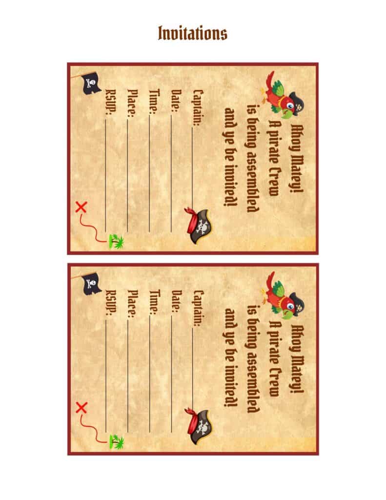 pirate birthday party free printable invitations.