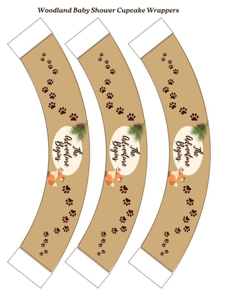 woodland baby shower free printable cupcake wrappers