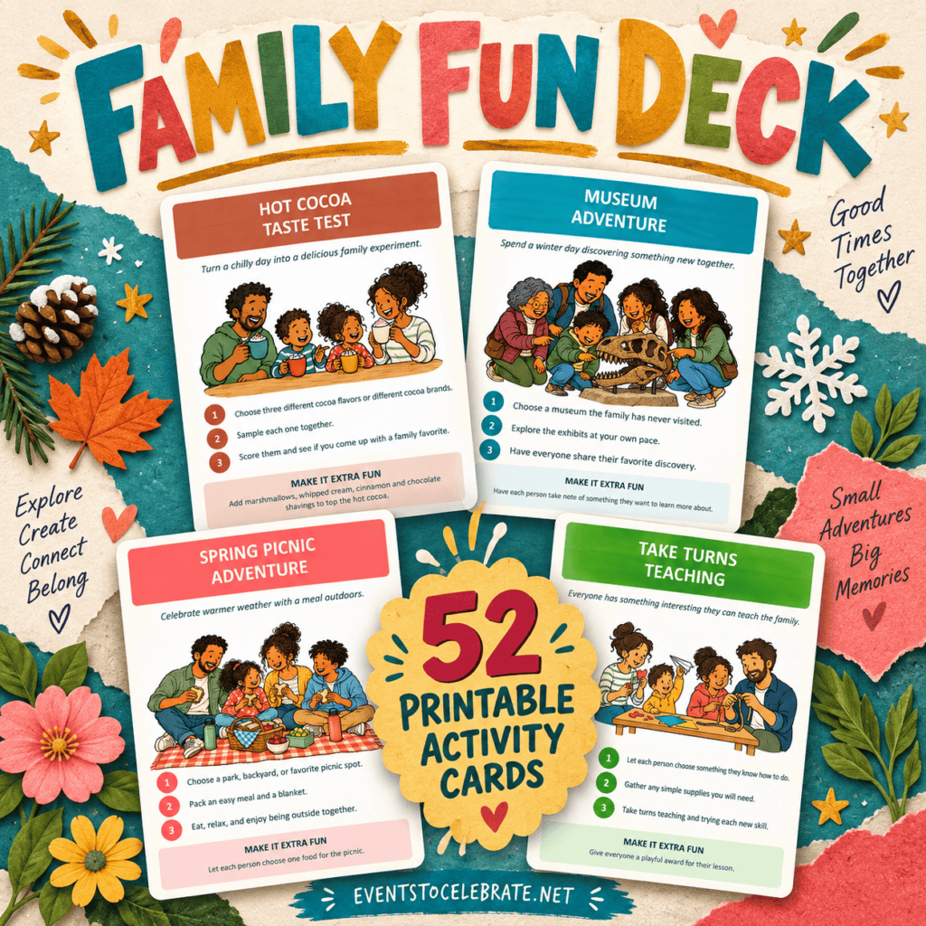Events to Celebrate presents the Family Fun Deck, 52 fun ideas to spend time together!